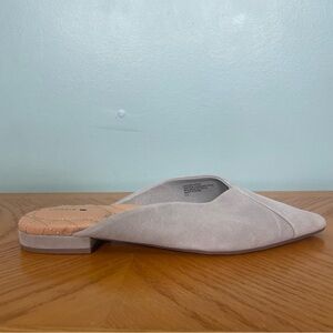 Birdies The Swan Slide in Lunar Light Gray Suede Pointed Toe Mule Slip On Sz 7.5